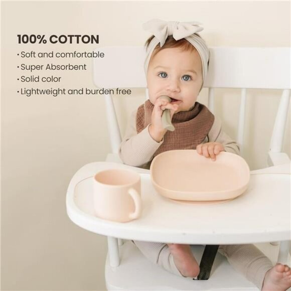 Muslin Baby Bibs 10 Pack Soft Cotton Bandana Drool Bibs Unisex Teething Set - Picture 5 of 7